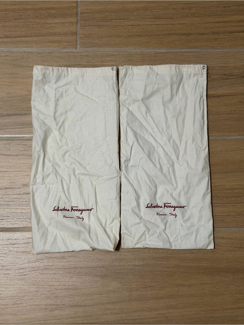 Salvatore Ferragamo Cream Shoe Dust Bags - Pair